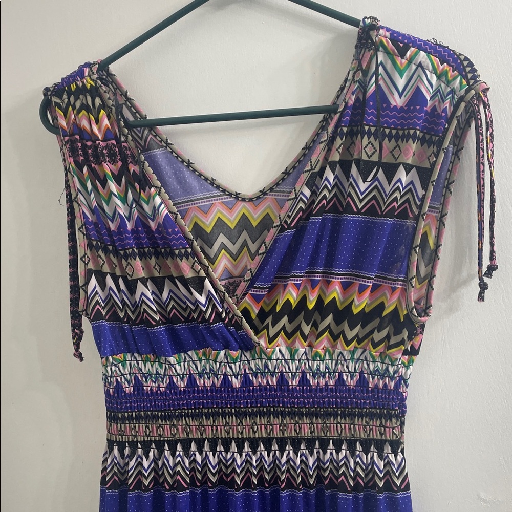 Chevron Patterned Maxi Dress - Purple, Blue, and Yellow - Picture 3 of 7